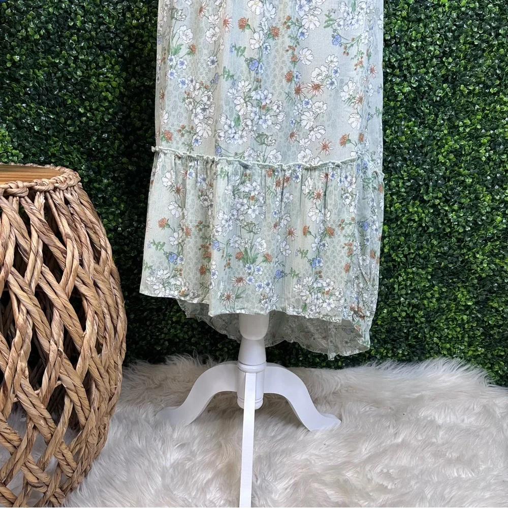 Sage Green Tiered Midi Skirt‎ nwt